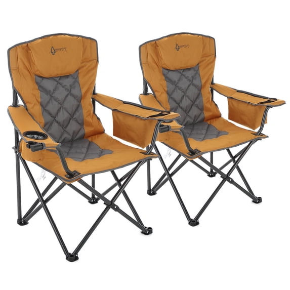 2-Pack Arrowhead Outdoor Deluxe Folding Camp Chair with Armrest Cooler