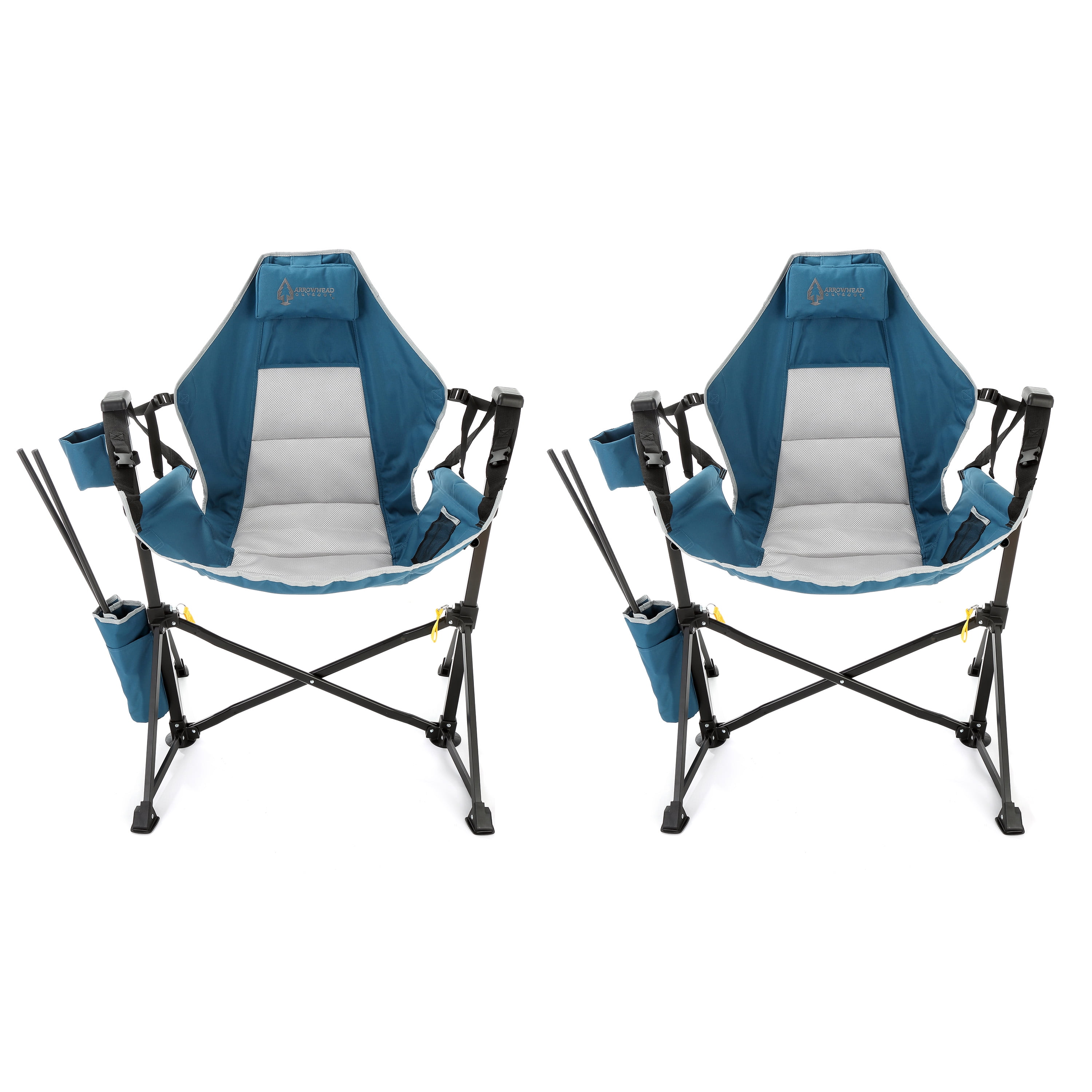 2-Pack Arrowhead Outdoor Folding Camp Hammock Chair with Footrest