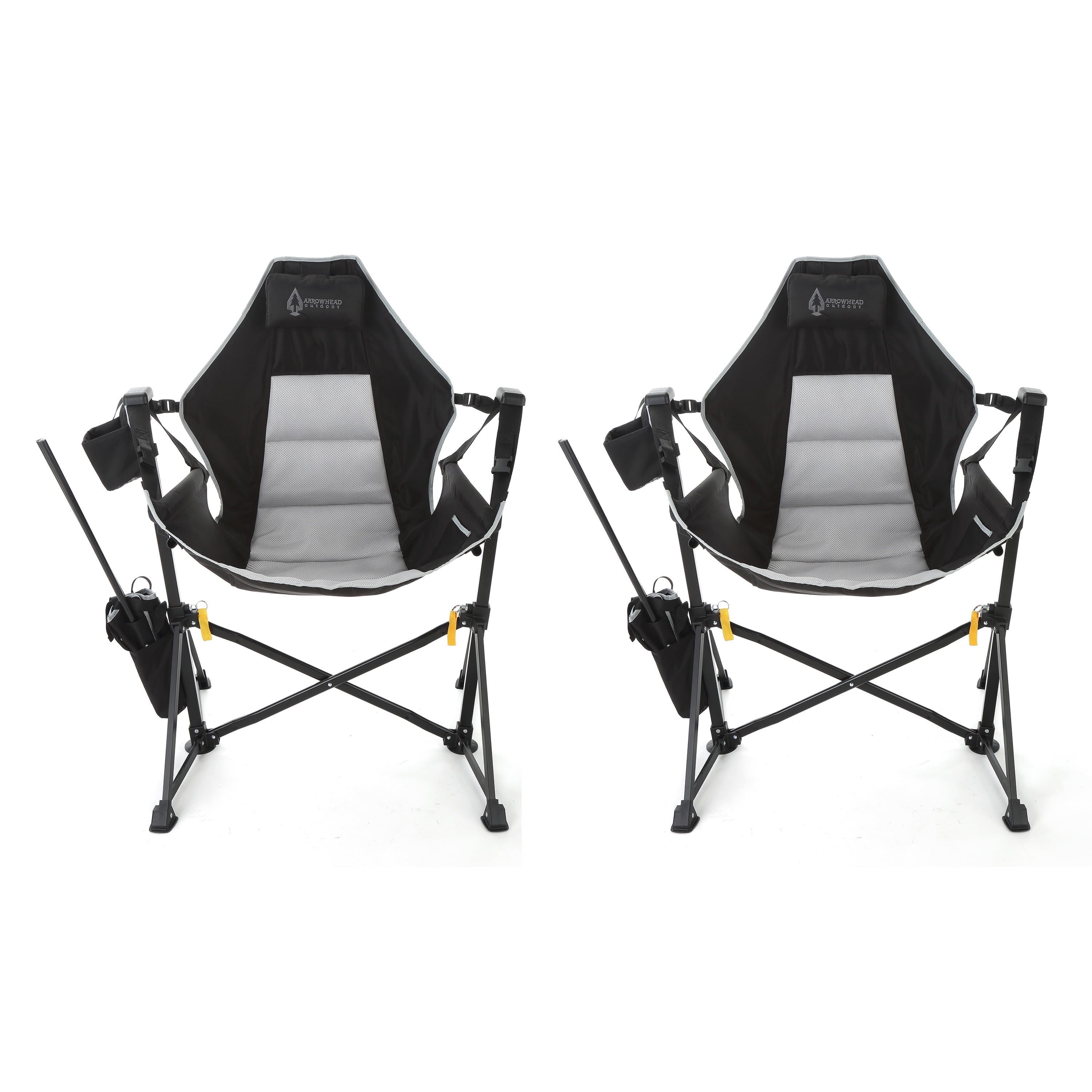 2-Pack Arrowhead Outdoor Folding Camp Hammock Chair with Footrest