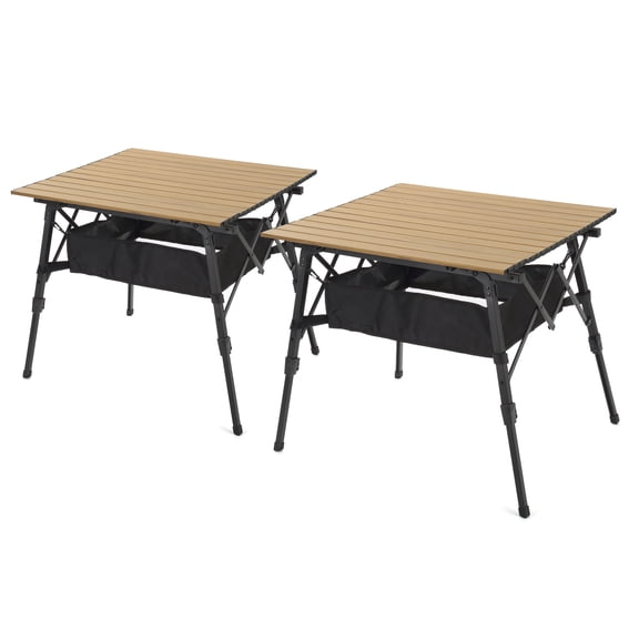 2-Pack Arrowhead Outdoor Folding Camping Table with Aluminum Roll-up Tabletop