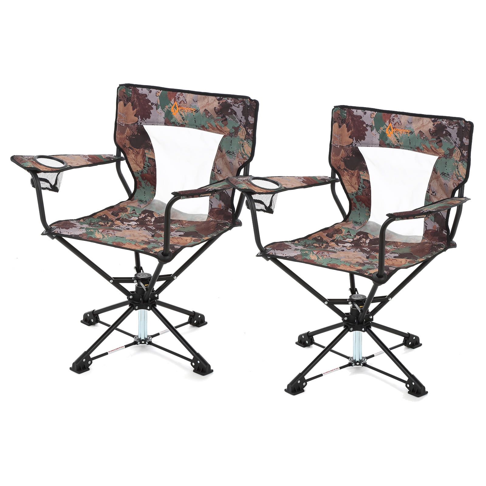 2-Pack Arrowhead Outdoor Folding Swivel Hunting Chair