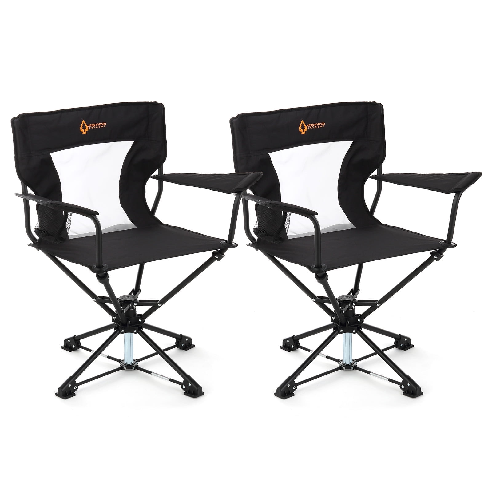 2-Pack Arrowhead Outdoor Folding Swivel Hunting Chair
