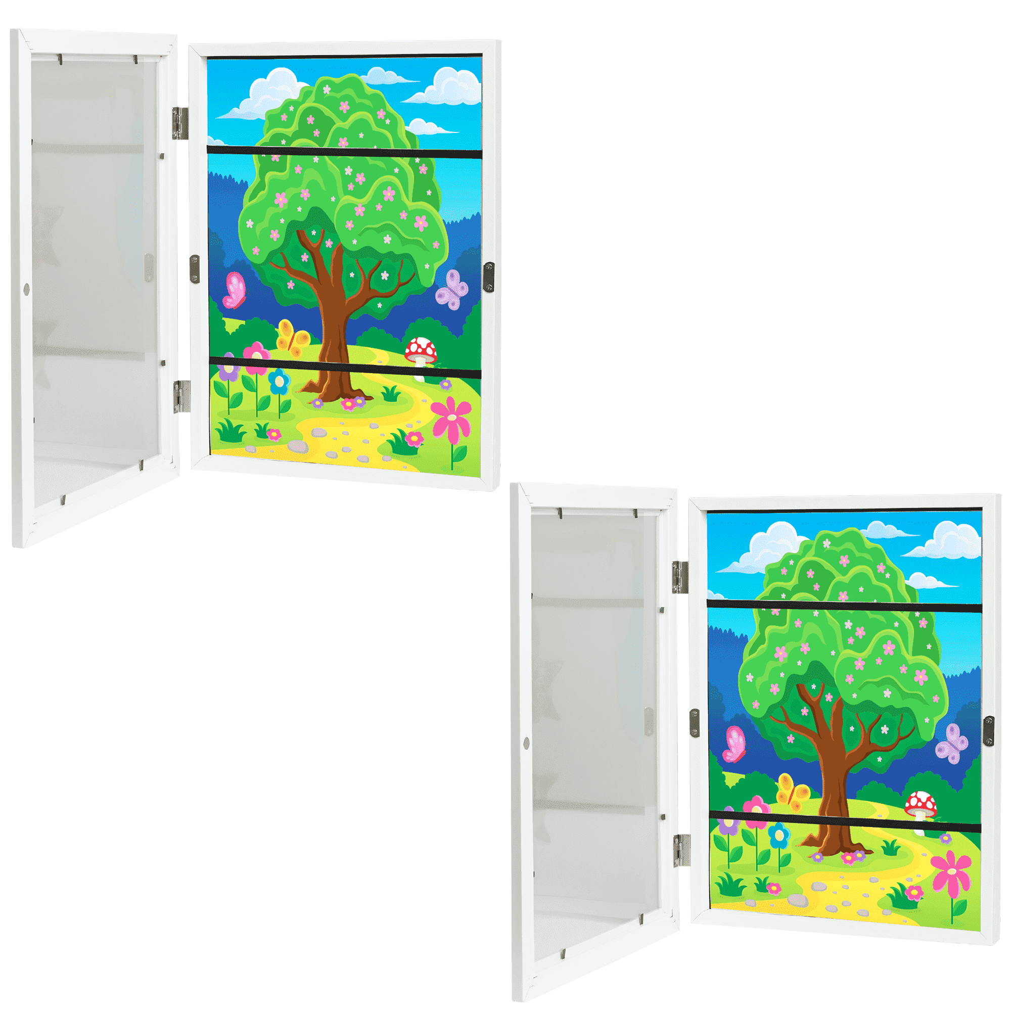 Storvive 2 Pack Art Frames, 8.27" x 11.69" Magnetic Front Opening Artwork Frames, Changeable Picture Storage Frames, Crafts Painting Art Display, White