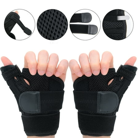 2 Pack Arthritis Thumb Splint,Spica Support Brace for Right and Left Hand,CMC Osteoarthritis Restriction for Pain,Sprains,Strains,Carpal Tunnel & Trigger Finger,Immobilizer Wrist Strap,Black