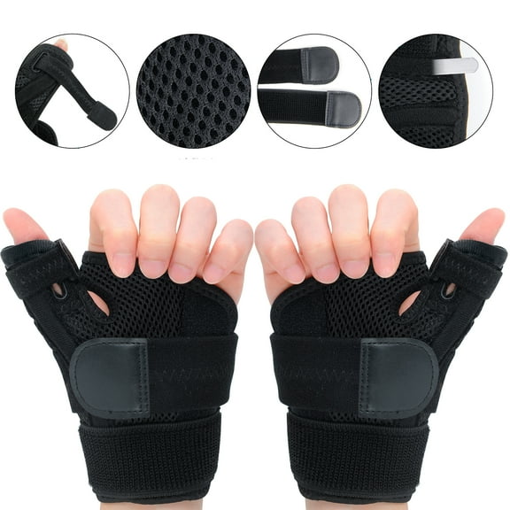 2 Pack Arthritis Thumb Splint,Spica Support Brace for Right and Left Hand,CMC Osteoarthritis Restriction for Pain,Sprains,Strains,Carpal Tunnel & Trigger Finger,Immobilizer Wrist Strap,Black