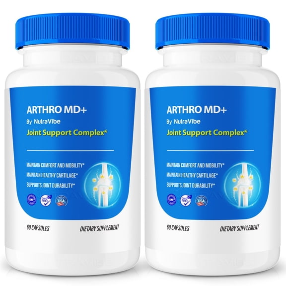 (2 Pack) Arthro MD+ Premium All-Natural Joint Health Support Pills Formulated for Enhanced Flexibility and a Full Range of Motion, Discover Benefits with Official Arthro MD Plus (120 Capsules)