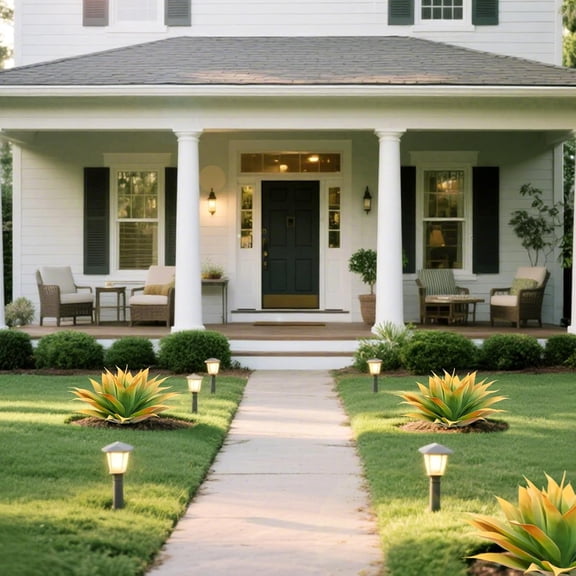 2 Pack Artificial Agave Plants 28 Inch Large Size Fake Succulent Stems Realistic Resistant for Outdoor Decorating Tropical Plant Greenery Front Porch Decor - 29 Leaves, Yellow