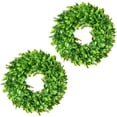 thumbnail image 1 of 2 Pack Artificial Boxwood Wreath - 11" Mini-Sized Boxwood Wreath Green Candle Wreath for Wall Window Home Decoration, 1 of 5