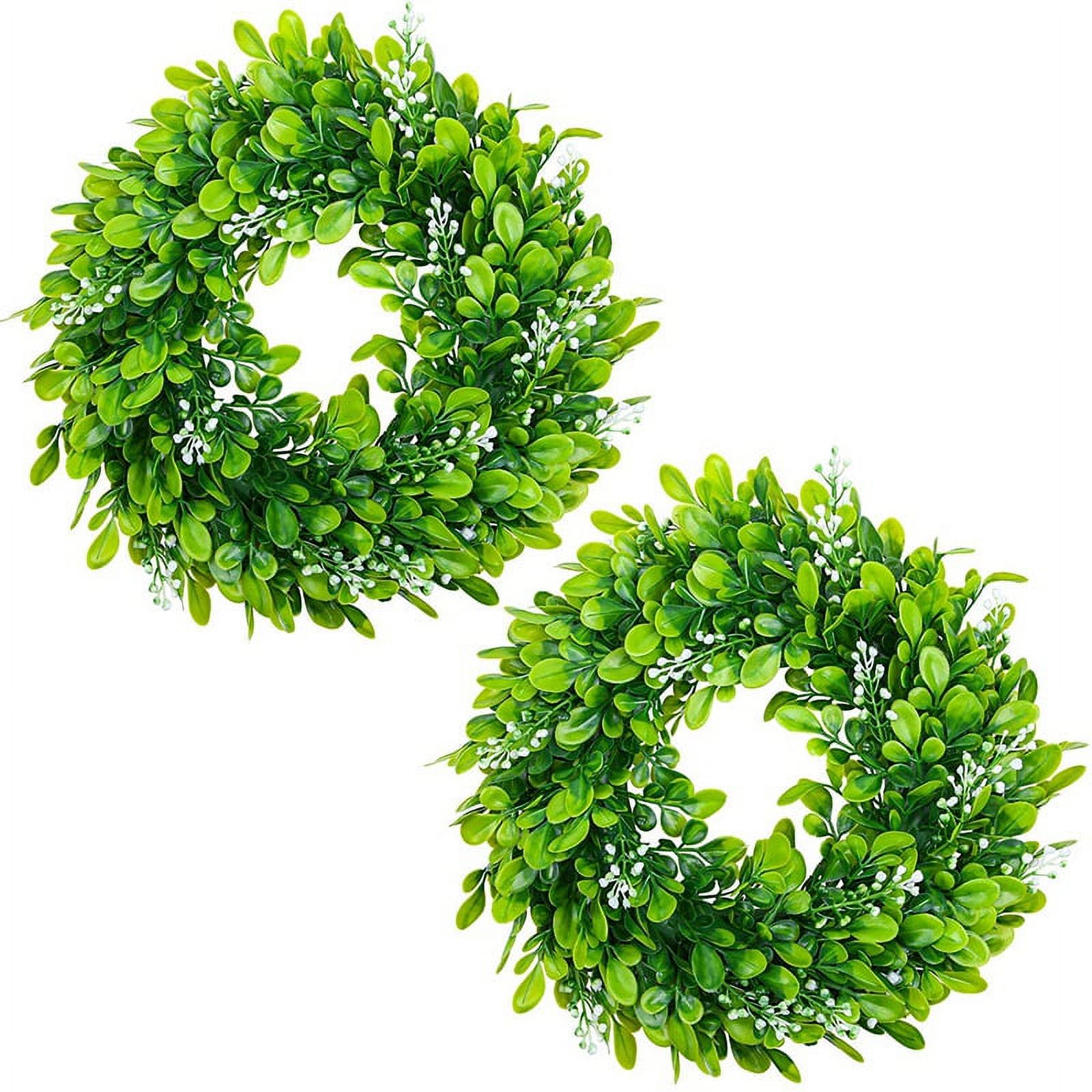 2 Pack Artificial Boxwood Wreath Faux Artificial Wreath Front Door