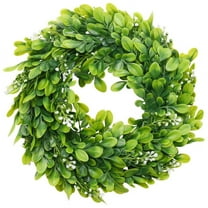 2 Pack Artificial Boxwood Wreath Leaves Wreath Decoration, 10 Inches