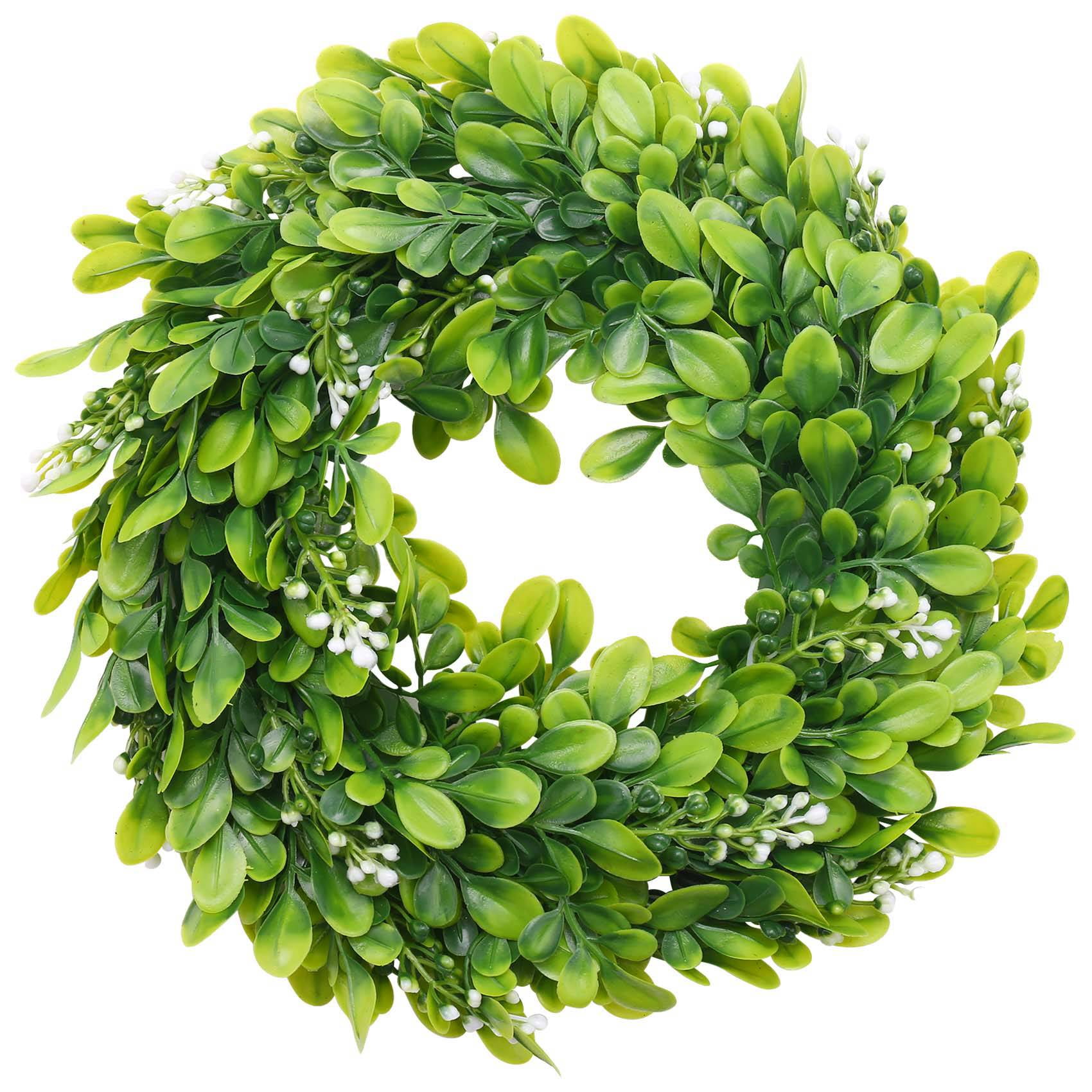 2 Pack Artificial Boxwood Wreath Faux Front Door Hanging Decoration, 10 ...