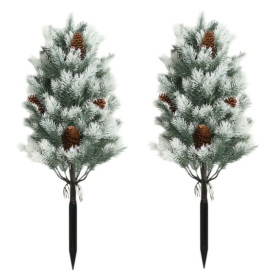 2-Pack Artificial Cedar Topiary Trees - 23.62x15.75Inch Potted Shrubs for Indoor & Outdoor Front Door Decoration