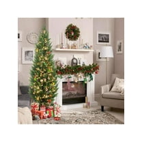 2-Pack Artificial Cedar Trees in Black Pot (3/4/5FT) - Realistic Faux Outdoor/Indoor Potted Plants for Front Porch, Door, Office, Xmas & Year-Round Decor