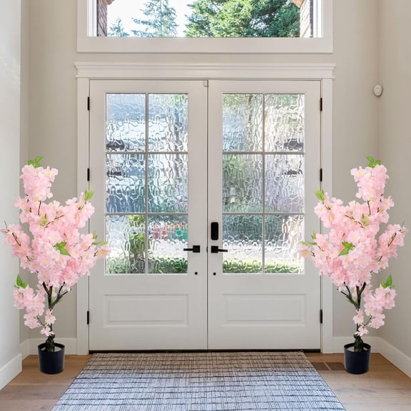 2 Pack Artificial Cherry Tree, 36" Fake Cherry Plants Indoor Decor, Faux Pink Sakura Flowers for Home, Living Room, Office, Outdoor Decor