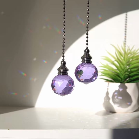 2 Pack Artificial Crystal Sun Catchers Retro Lighting Ball Pendants for Window, Garden & Home Decor, Shatter-Resistant Acrylic Stained Glass Style, Pre-Strung for Instant Hanging