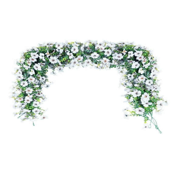 2 Pack Artificial Daisy Garland 70 Inch - Spring Summer Floral Vine with Ivy for Wedding Decor, Backdrop, Wall, Mantel & Home Party Decorations - Silk Hanging Flowers