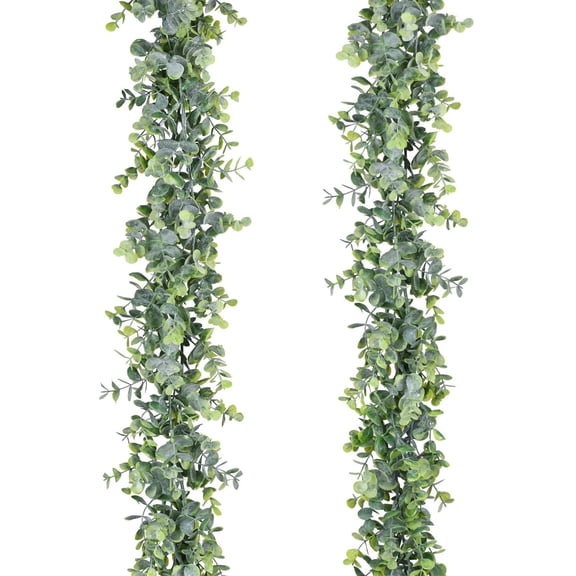 2 Pack Artificial Eucalyptus Garland, Fake Eucalyptus Greenery Garland Wedding Backdrop Arch Wall Decor, 5.5 Feet/Strand Fake Hanging Plant for Table Festival Party Decoration