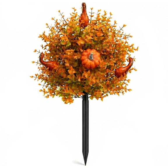 2 Pack Artificial Fall Pumpkin Topiary Tree