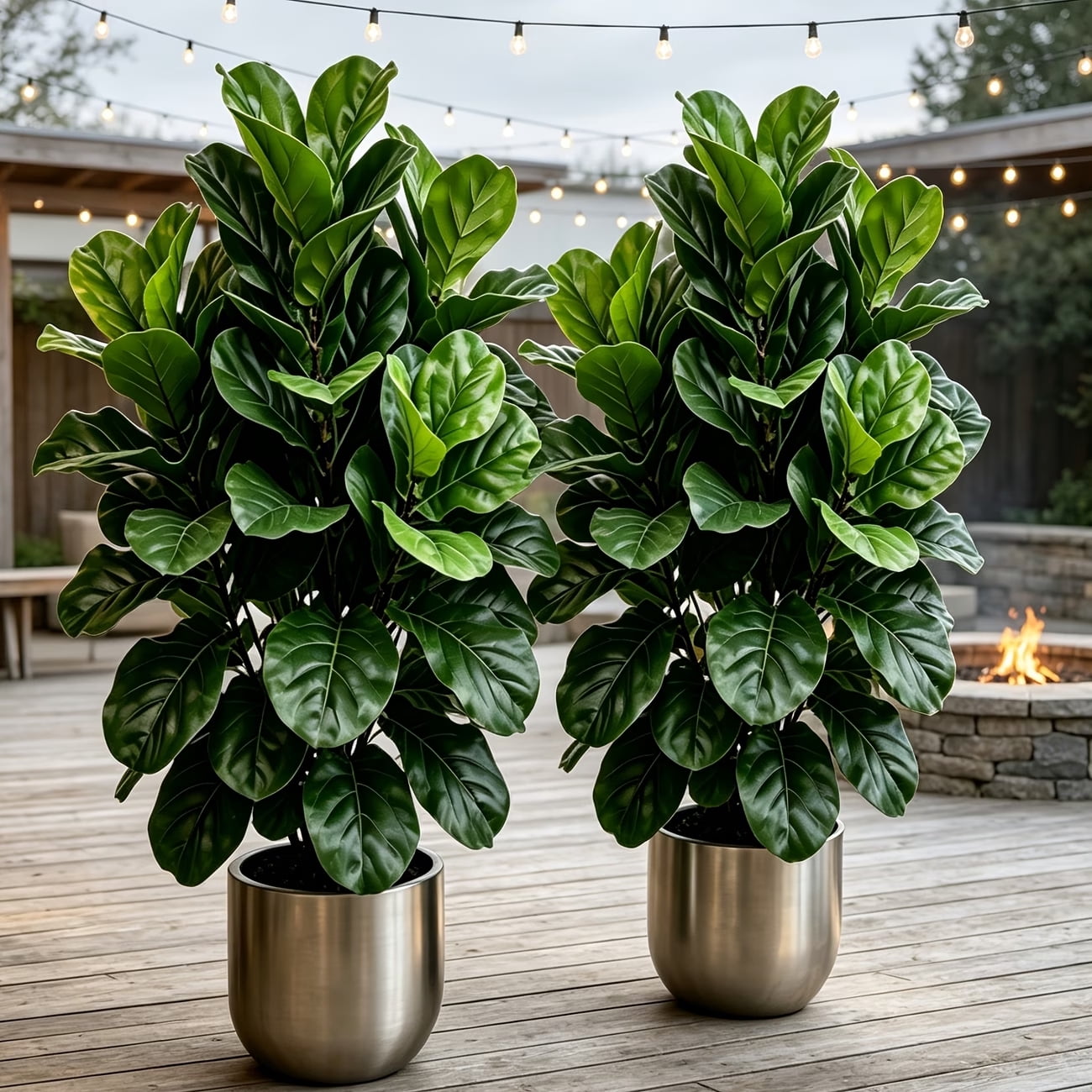 2 Pack Artificial Fiddle Leaf Fig Tree 2.8ft Fake Potted Plant for Entryway Balcony Home Office Apartment Living Room Indoor Outdoor Modern Decor Small Space Greenery
