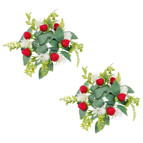 2 Pack Artificial Fruit Wreath Candle Ring 30X30cm Simulated for RASPBERRY Garland Centerpiece For Wedding Party Table Home Decor