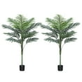 thumbnail image 1 of 2 Pack Artificial Golden Cane Palm Plants 4 Feet Fake Tree for Home Decor Indoor Outdoor Faux Areca Palm Tree in Pot for Home Office Perfect Housewarming Gift,Set of 2, 1 of 10