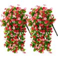 thumbnail image 1 of 2 Pack Artificial Hanging Flowers, Fake Hanging Plants Dichroism Orchid Flower Bouquet for Wall Home Room Garden Wedding Indoor Outdoor Spring Decoration(Deep Pink), 1 of 5