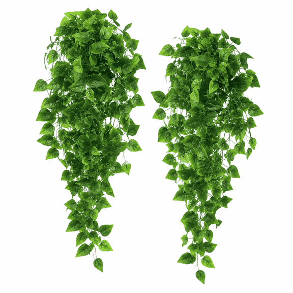 2 Pack Artificial Hanging Ivy Plants | Fake hanging plants for indoor/outdoor wall decor. Realistic