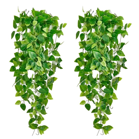 2 Pack Artificial Ivy Vines, Fake Hanging Greenery Garlands, Aesthetic Faux Plant Vines for Indoor Outdoor Wall Bedroom Kitchen Patio Farmhouse Decor, No Pot