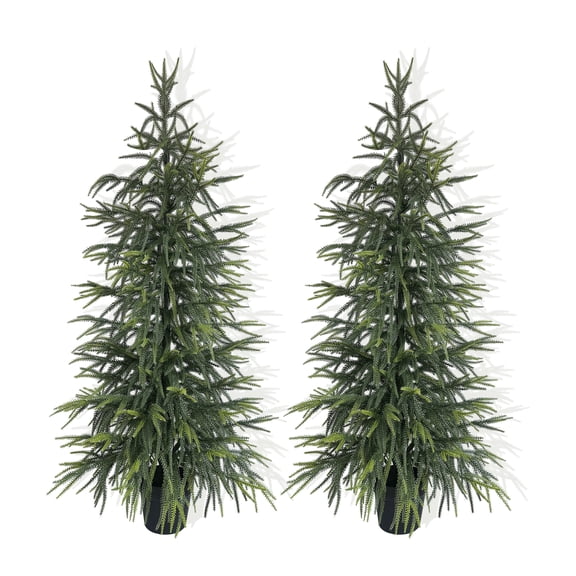 2-Pack Artificial Norfolk Pine Tree | UV-Resistant Faux Plant for Christmas Decor & Year-Round Home Ambiance (Indoor/Outdoor)