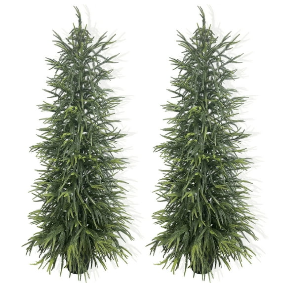 2-Pack Artificial Norfolk Pine Tree | UV-Resistant Faux Plant for Christmas Decor & Year-Round Home Ambiance (Indoor/Outdoor)