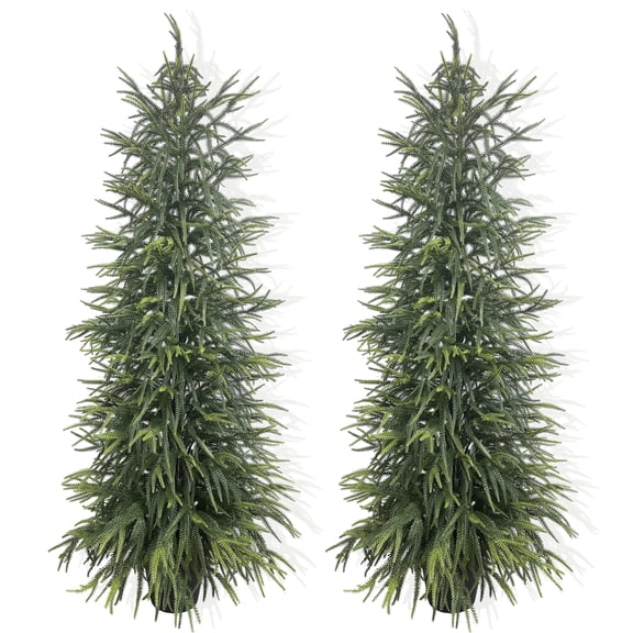 2-Pack Artificial Norfolk Pine Tree | UV-Resistant Faux Plant for Christmas Decor & Year-Round Home Ambiance (Indoor/Outdoor)