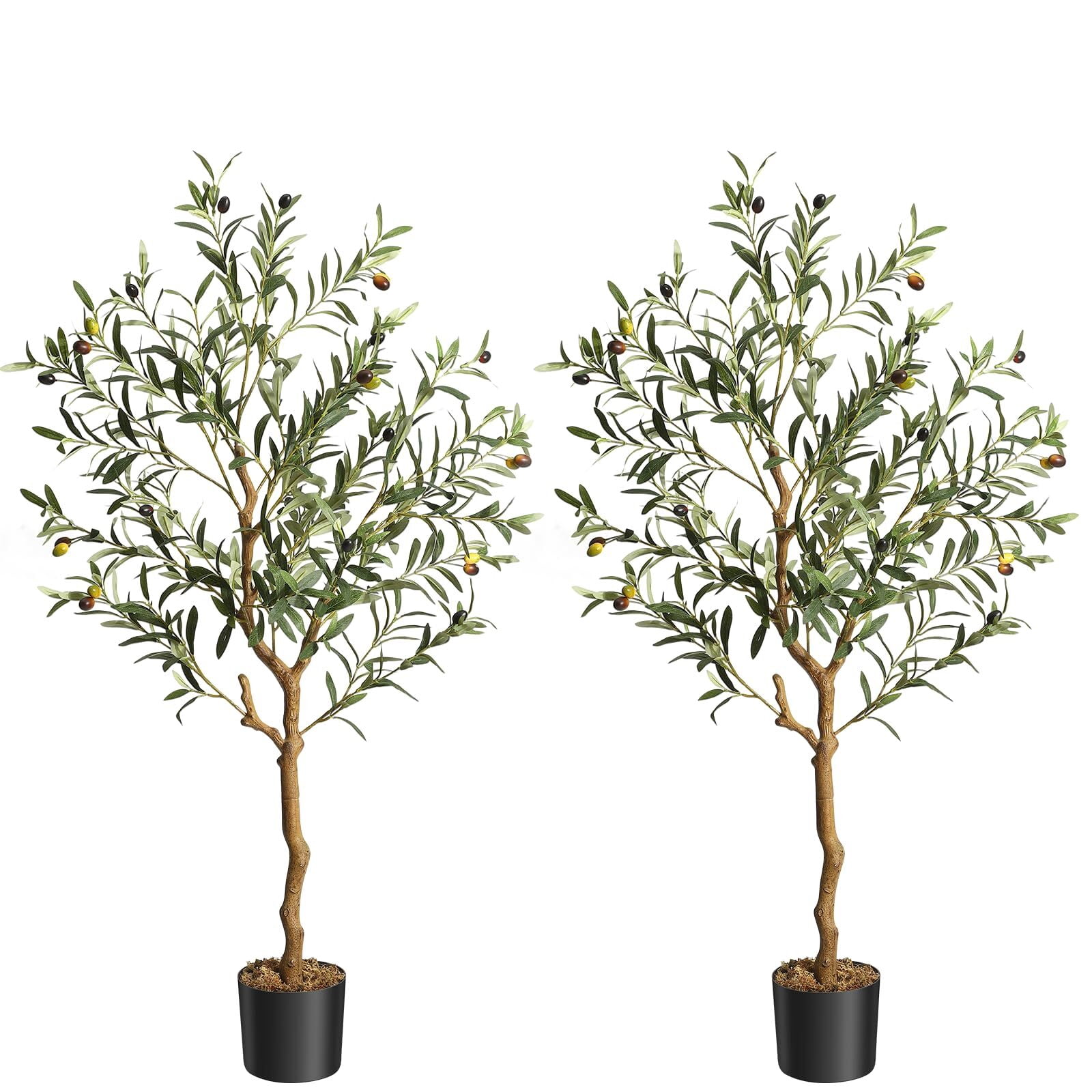 2 Pack Artificial Olive Tree 4.25FT(51in) Tall Faux Silk Olive Trees ...