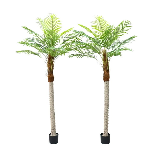 2 Pack Artificial Palm Tree,7Ft Realistic Palm Tree for Indoor Outdoor Decor,Faux Coconut Silk Palm Tree Tropical Fake Tree in Pot for Home Office Living Room Decor