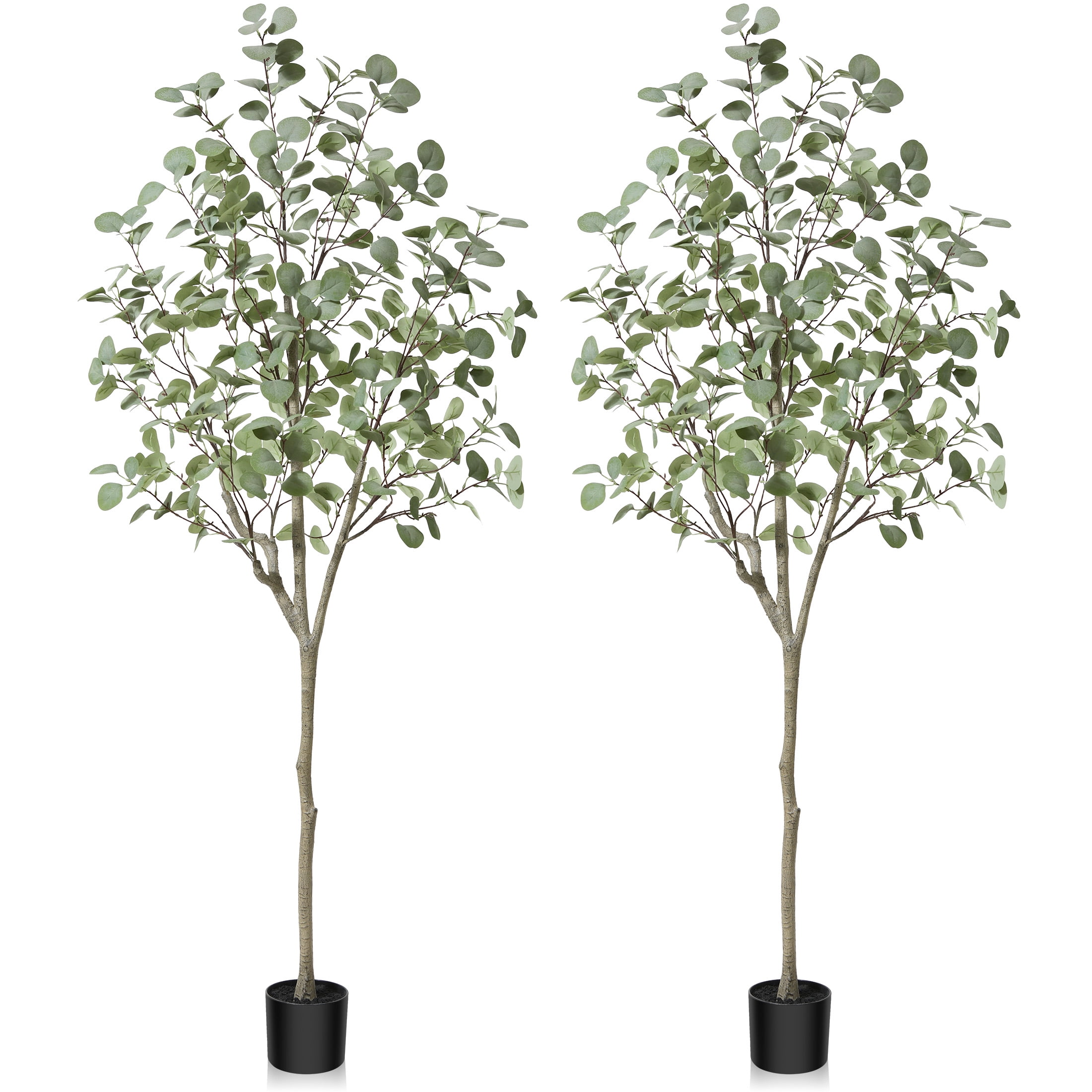 2 Pack Artificial Plants 6ft Artificial Eucalyptus Silk Tree in Pot