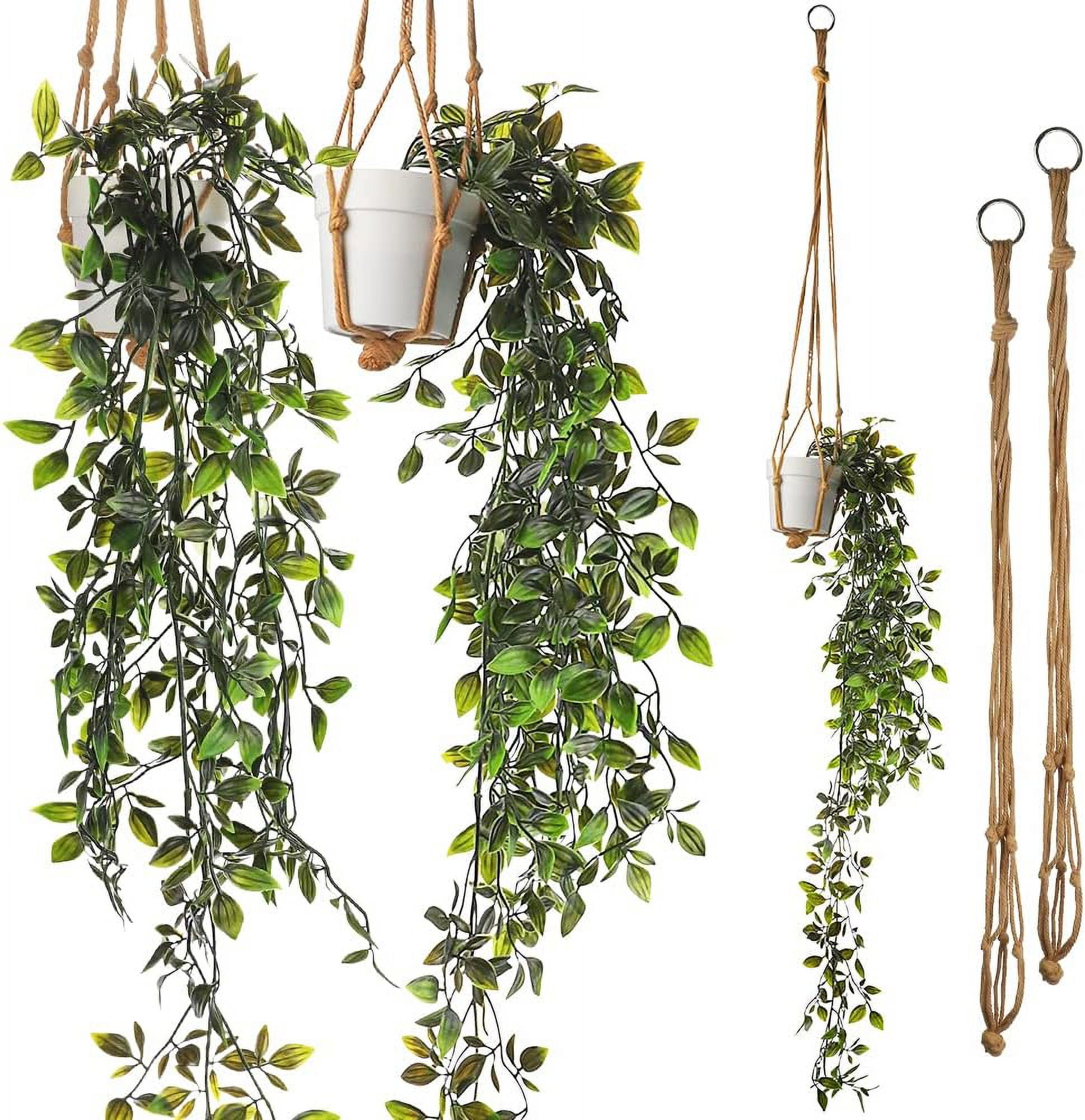 2 Pack Artificial Plants Fake Hanging Plants with Plant Hangers for