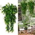 thumbnail image 1 of 2 Pack Artificial Plants Hanging Faux Leaf Fake 29.9In Indoor Outdoor Home Shelf Office Patio Wall House Decor, 1 of 6