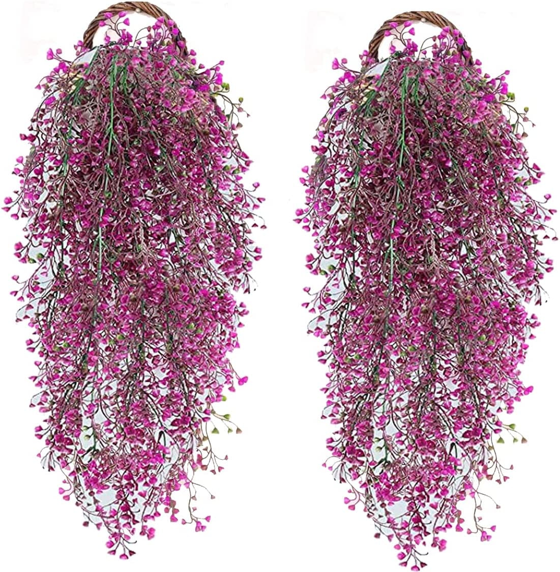 2 Pack Artificial Plants Hanging Flower Outdoor Faux Hanging Plant Fake