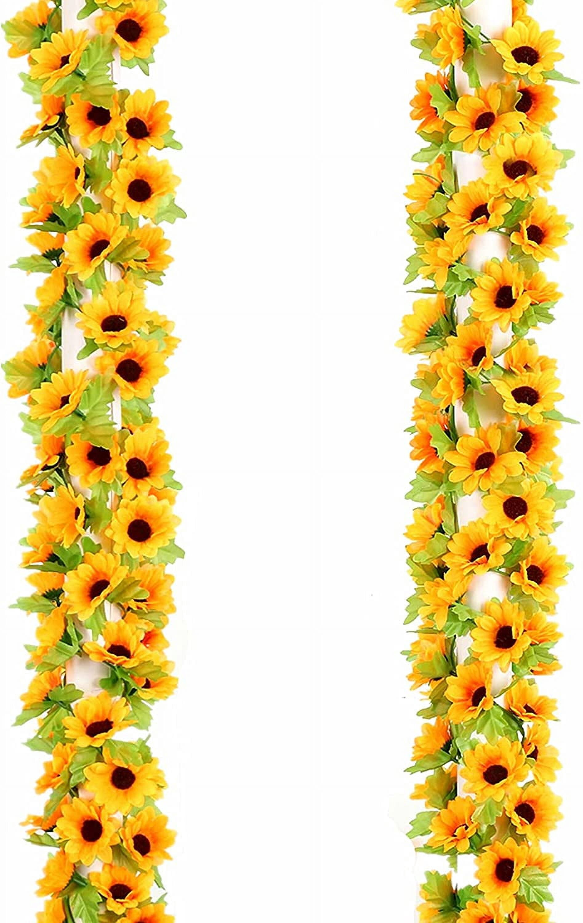 2 Pack Artificial Sunflower Vines Fake Hanging Garland Yellow Sunflower Floral Vine Artificial Flowers for Home Hotel Office Wedding Party Garden Craft Art Décor