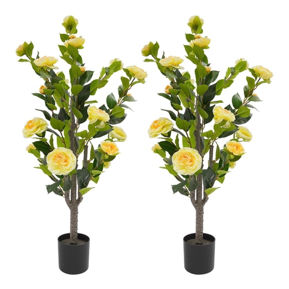 2 Pack Artificial Tea Rose Tree, Artificial Plant for Modern Home, Simulated Tea Rose Tree