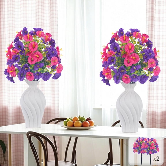 2 Pack Artificial Topiary Trees, Potted Shrubs for Outdoor Decor, Wedding Party Home Patio Decoration(Multicolor)