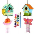 2 Pack Arts and Crafts for Kids DIY Wooden Bird House Wind Chime Craft