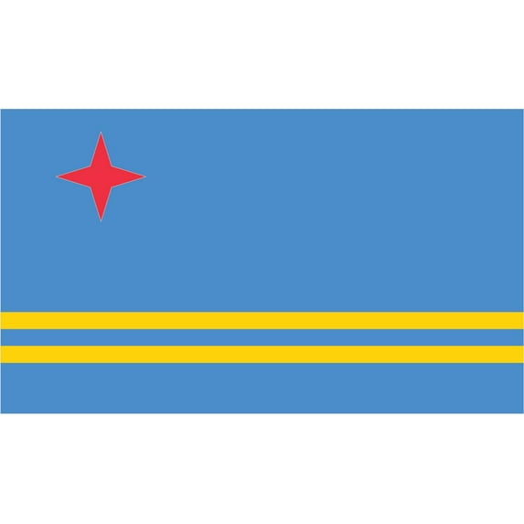 2-Pack Aruba Flag Decal Sticker | 5-Inches By 3-Inches | Laminated Vinyl Decal | PDS376
