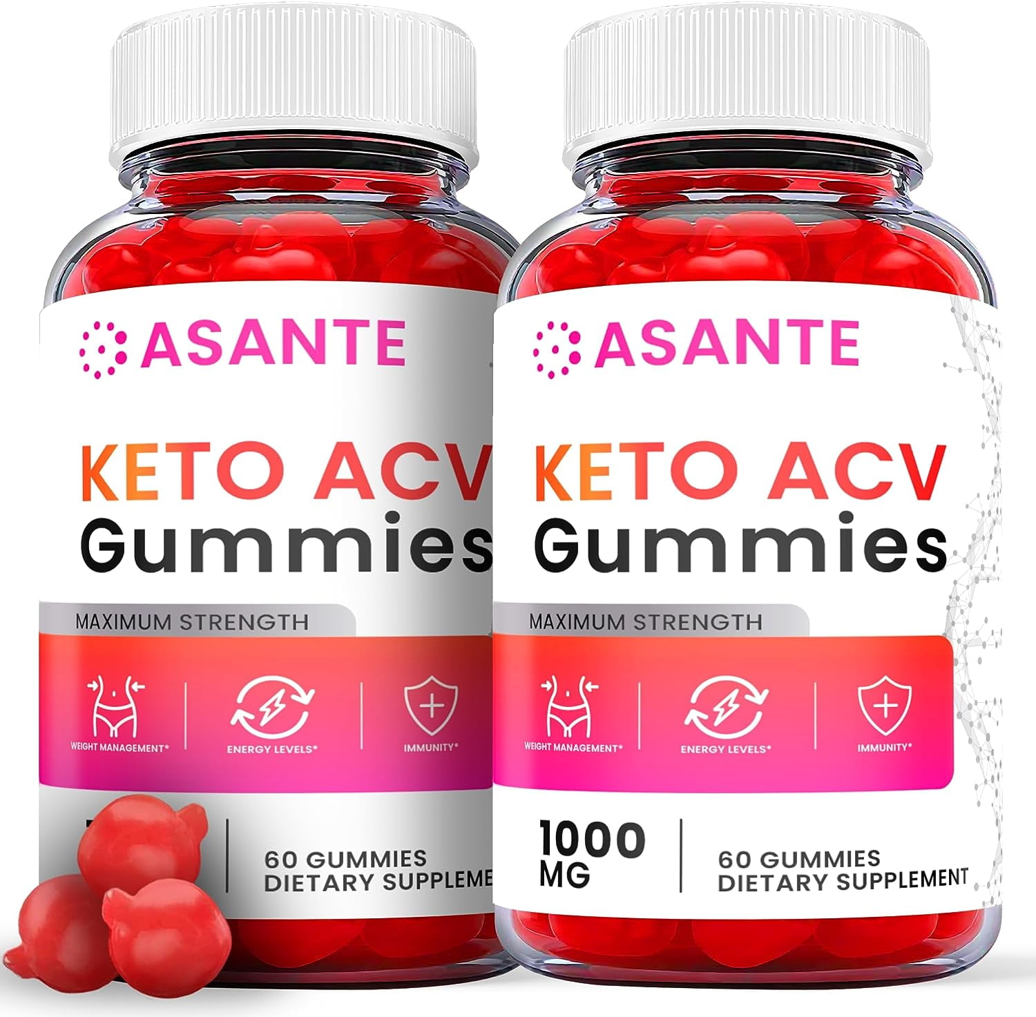 (2 Pack) Asante Keto ACV Gummies - Supplement for Weight Loss - Energy & Focus Boosting Dietary Supplements for Weight Management & Metabolism - Fat Burn - 120 Gummies