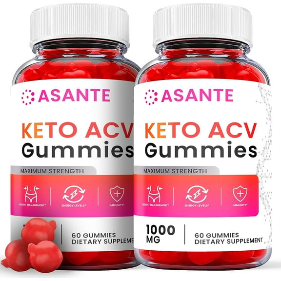 (2 Pack) Asante Keto ACV Gummies - Supplement for Weight Loss - Energy & Focus Boosting Dietary Supplements for Weight Management & Metabolism - Fat Burn - 120 Gummies