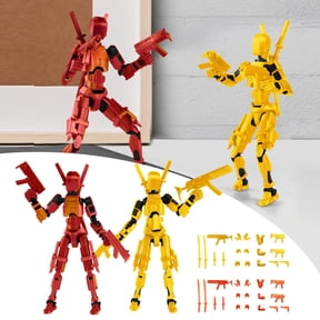 2 Pack (Assembly Completed) Titan 13 Action Figure, T13 3D Printed Red Gold Multi-Jointed Figure, Articulated Movable Robot Model, Collectible Desktop Decoration Ornament