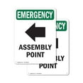 thumbnail image 1 of (2 Pack) Assembly Point [Left Arrow] With Symbol OSHA Emergency Sign 18 Inch X 24 Inch Plastic Sign, Weather Resistant, UV Protected for Workplace, Business, and Construction Site, Made, 1 of 8
