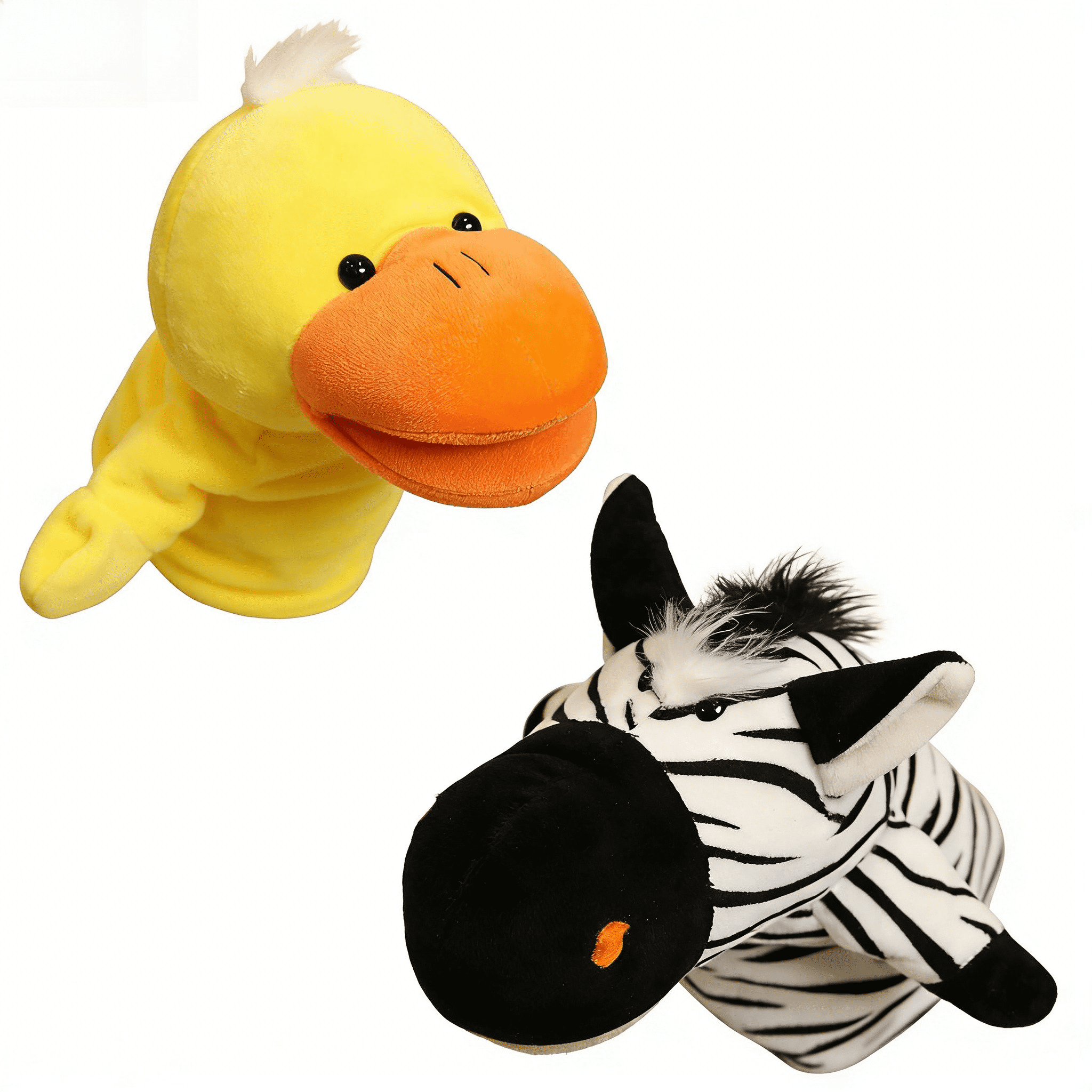 2-Pack Assorted Zoo Animal Hand Puppets for Kids, Soft Stuffed Plush ...