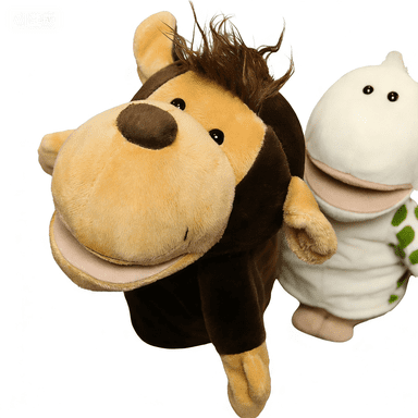2-Pack Assorted Zoo Animal Hand Puppets for Kids, Soft Stuffed Plush Puppet Toys, 11 Inches