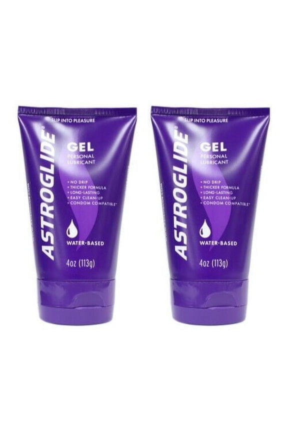 2 Pack - Astroglide Water-Based Personal Lubricant Gel Easy Cleanup, 4 oz Each