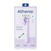 (2 Pack) Athena Club 5-Blade Women's Razor Kit - 1 Handle, 2 Blade Refills, Magnetic Hook - Lilac